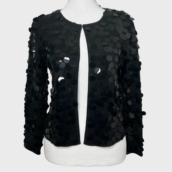 Joseph A Black Silk Bangle Sequined Cardigan Sweater S Petite VTG Y2K 90s Retro - Picture 1 of 10